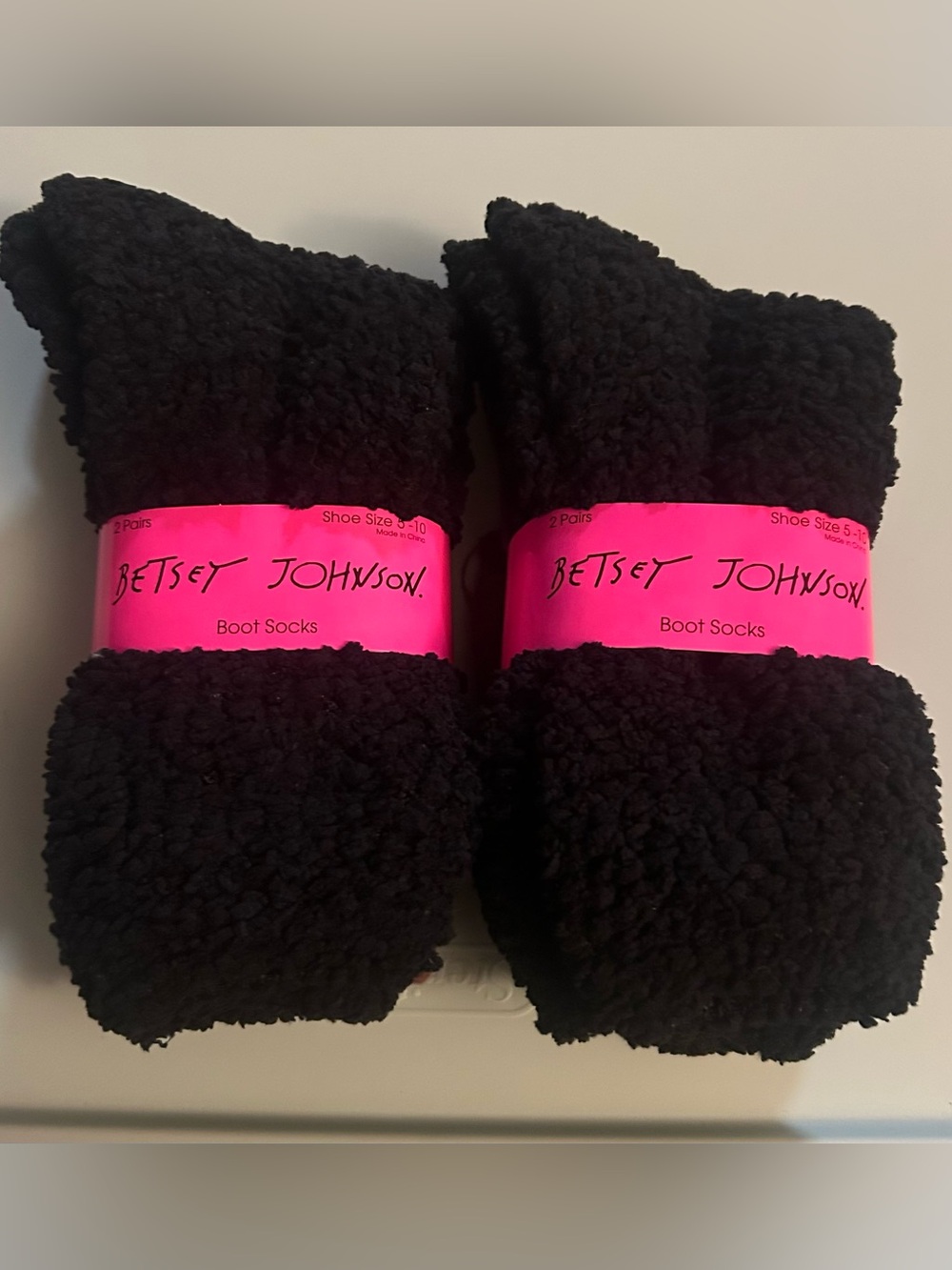 Betsey Johnson Woman’s 2 Pack Boot Socks Black Burgundy Shoe Size 5 - 10